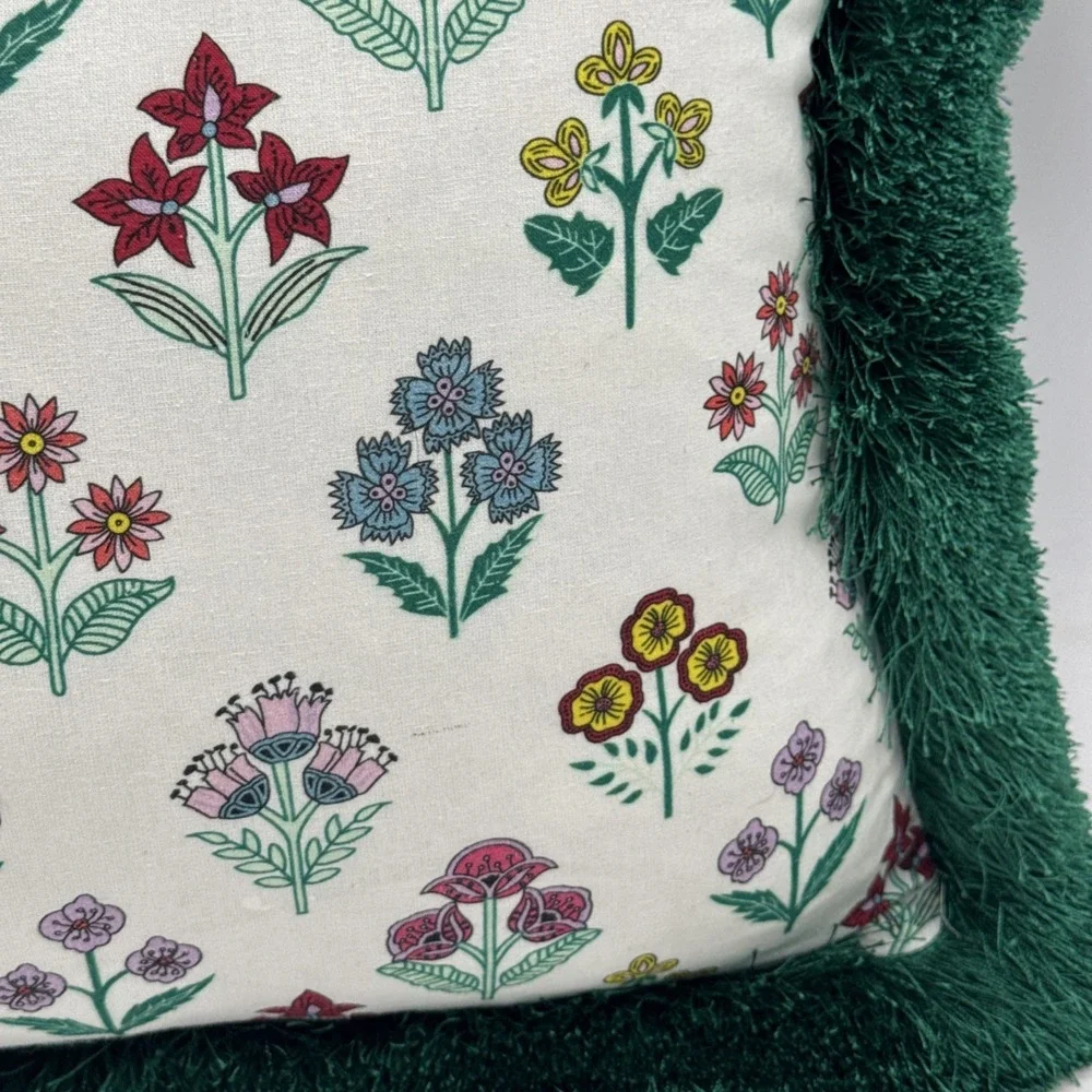 Furbish Dual Sided Decorative Floral Throw Pillow Tasseled Trim 17